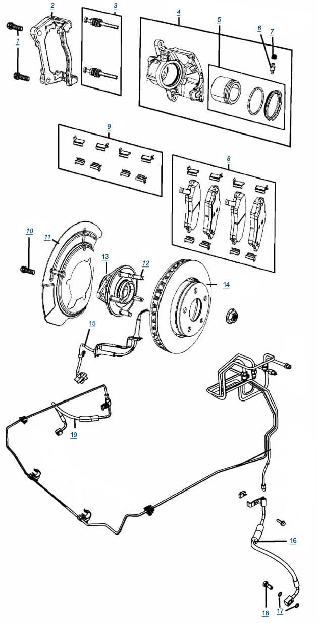 Jeep JK Wrangler Front Brakes - Brake Parts for Sale & TJ Line Diagram