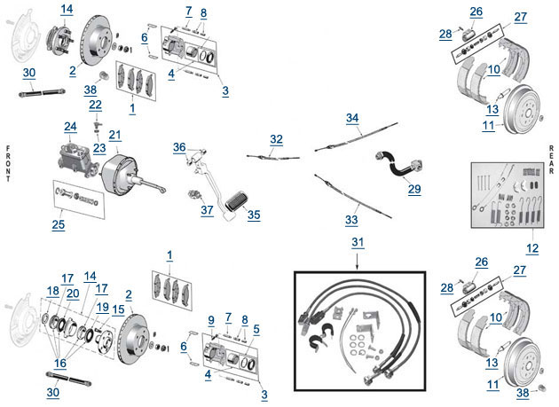 How do you use a diagram when replacing brake parts?
