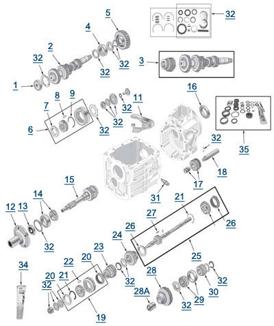 CJ T5 Transmission - Parts Diagram For Jeeps | 4 Wheel Parts 1959 cj5 wiring schematic 