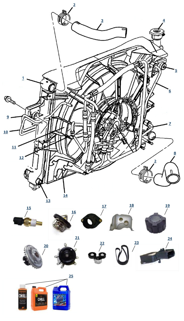 WJ Grand Cherokee 4.7L Cooling - 4 Wheel Parts 1998 jeep grand cherokee laredo fuse box wiring diagrams 