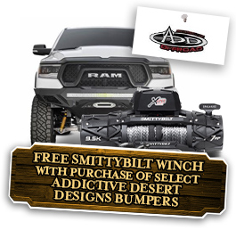 Purchase Select Addictive Desert Designs Bumpers and Receive A Free Smittybilt Winch