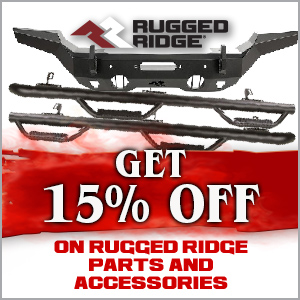 Get 15% off on rugged ridge parts and accessories