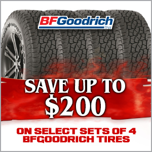 Save up to $200 on select sets of 4 bfg tires