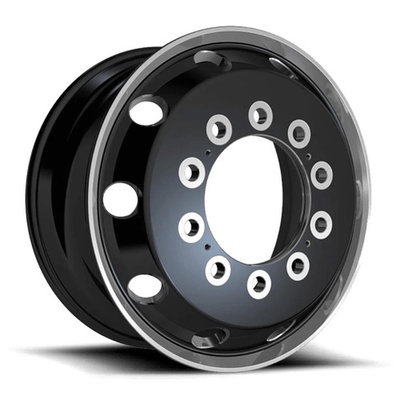 Image of ATX AO404 Journey Wheel, 22.5x12.25 with 10 on 11.25 Bolt Pattern - Glossy Black With Polished Lip - Front - AO404221210301H