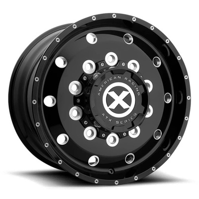ATX AO405 Trex Wheel, 22.5x8.25 With 10 On 11.25 Bolt Pattern - Gloss Black Milled - Front - AO40522510303H