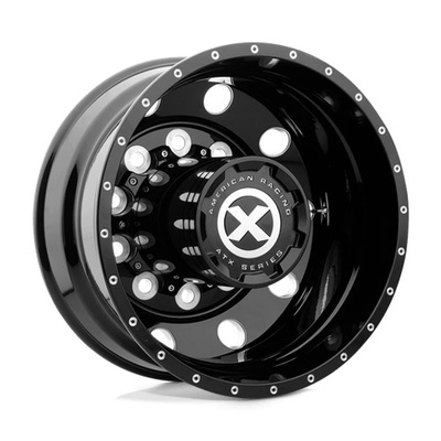 ATX AO405 Trex Wheel, 22.5x8.25 With 10 On 11.25 Bolt Pattern - Gloss Black Milled - Rear - AO40522510302H