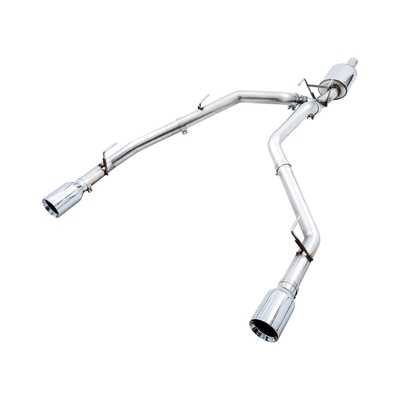 AWE 0FG Dual Rear Exit Catback Exhaust For 4th Gen RAM 1500 5.7L (without Bumper Cutouts) - Chrome Silver Tips - 3015-32101