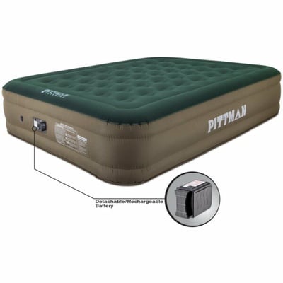 Queen Fabric Ultimate 16"" Air Mattress with Built-in Rechargeable battery Air Pump - AirBedz PPI-CAMPX16