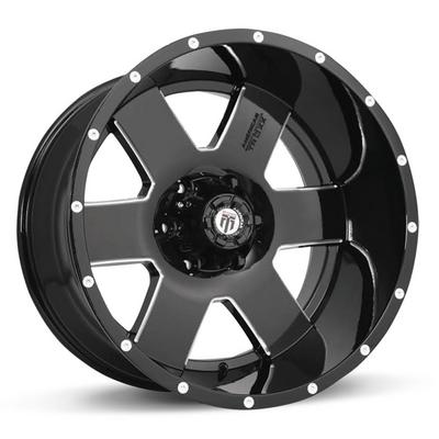 American Truxx AT155 Armor Wheel, 20x12 With 5 On 5.5 Bolt Pattern - Black / Milled - 154-2285M-44
