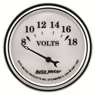 Auto Meter Old Tyme II Voltmeter Gauge, 2-1/16 Inch (White) - 1292