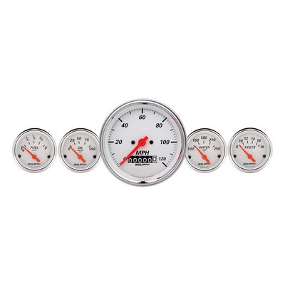 Auto Meter Arctic White 5 Gauge Set Fuel/Oil/Speedo/Volt/Water - 1340