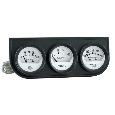 Auto Meter Autogage Oil/Volt/Water Steel Console, 2-1/16 Inch (White) - 2324
