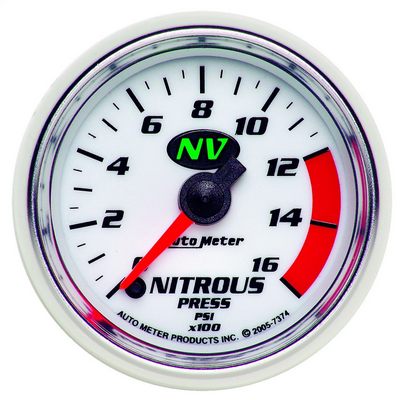 Auto Meter NV Electric Nitrous Pressure Gauge (White) - 7374