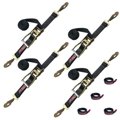 Bartact Heavy-Duty Ratchet Tie Down with Twist Snap Hooks - Set of 4 - BSRS212-A-B-4X4