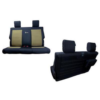 Bartact Rear Split Bench Seat Cover (Black/Khaki) - JKSC0810R4BK