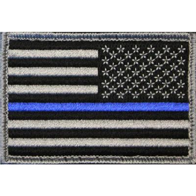 Bartact USA Flag Embroidered Patch (Black/Silver With Blue Line) - FLAGRV23UL