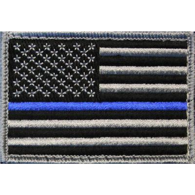 Bartact USA Flag Embroidered Patch (Black/Silver With Blue Line) - FLAGLV23UL