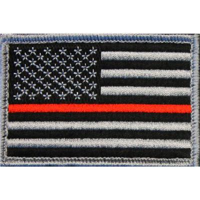 Bartact USA Flag Embroidered Patch (Black/Silver With Red Line) - FLAGLV23RL