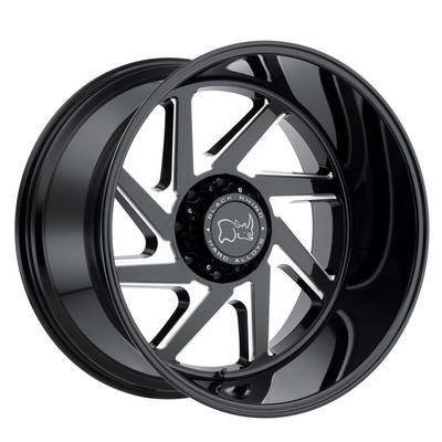 Black Rhino Swerve, 24x14 Wheel With 8x180 Bolt Pattern - Gloss Black With Double Milled Spokes - 2414SWV-68180B25