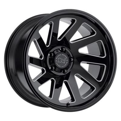 Black Rhino Thrust, 20x12 Wheel With 5x5 Bolt Pattern - Gloss Black With Milled Spokes - 2012THR-45127B78