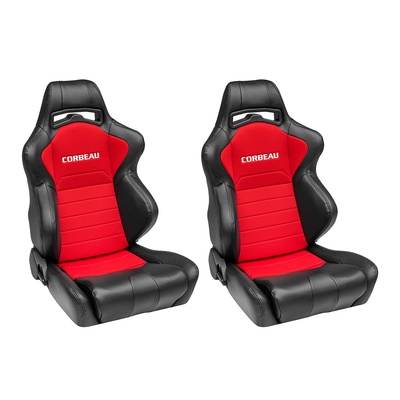 Corbeau LG1 Racing Seats (Black/Red Cloth) - 25507PR