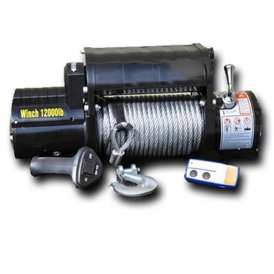 DV8 Offroad Black 12000lb Winch With Steel Cable And Wireless Remote - WB12SC