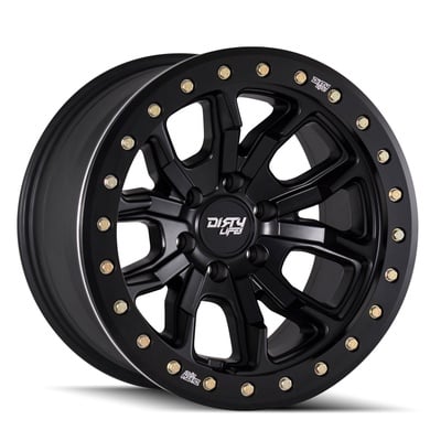 Dirty Life Dt-1 Wheel, 17x9 With 8 On 170 Bolt Pattern - Matte Black W/Simulated Ring - 9303-7970MB