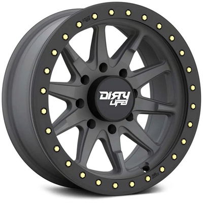Dirty Life Dt-2 Wheel, 17x9 With 5 On 127 Bolt Pattern - Matte Gunmetal W/Simulated Ring - 9304-7973MGT12