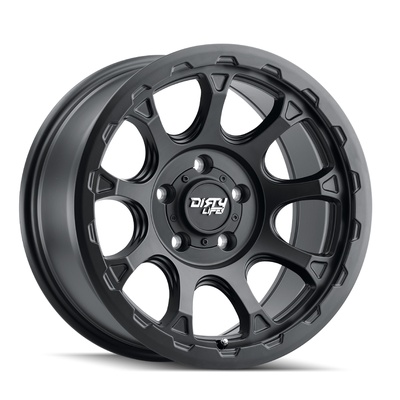 Dirty Life Drifter Wheel, 17x8.5 With 5 On 127 Bolt Pattern - Matte Black W/Simulated Ring - 9307-7873MB