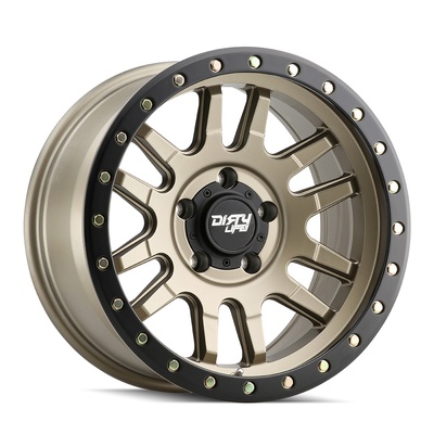 Dirty Life Canyon Pro Wheel, 17x9 With 5 On 139.7 Bolt Pattern - Satin Gold W/Simulated Ring - 9309-7985MGD0