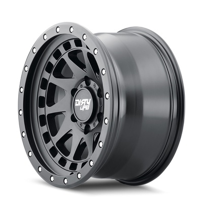 Dirty Life Enigma Pro Wheel, 17x9 With 8 On 170 Bolt Pattern - Matte Black W/Simulated Ring - 9311-7970MB12