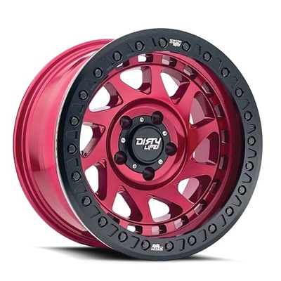 Dirty Life Enigma Race Wheel, 17x9 With 6 On 135 Bolt Pattern - Crimson Candy Red - 9313-7936R38