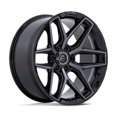 Flux Wheel, 22x10 with 6 on 139.7 Bolt Pattern - Gloss Black Brushed With Gray Tint - FUEL Off-Road FC854BT22106818N