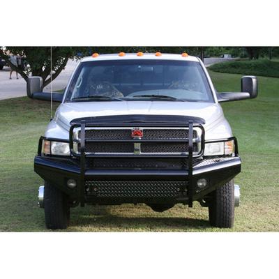 Fab Fours Grille Guard Front Ranch Bumper Tread Plate With Tow Hooks (Black) - DR94-S1560-1