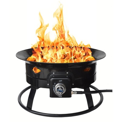 Flame King Outdoor Portable Propane Gas 19 Fire Pit Bowl With Self Igniter, Cover, And Carry Straps - FKG6501D