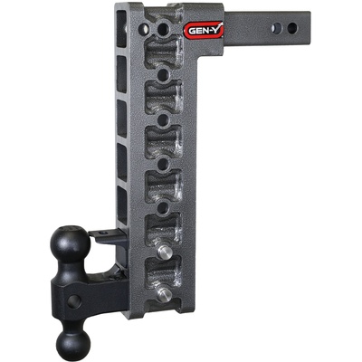 GEN-Y Mega-Duty 2 Shank 15 Drop 2K TW 16K Hitch With Dual-Ball Mount, Pintle Lock, And Stabilizer Kit - GH-527