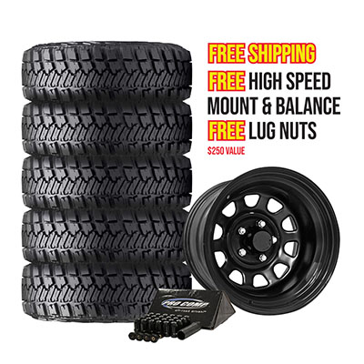 Goodyear Wrangler MT/R with Kevlar  and Pro Comp 51 Series  Rock Crawler 15x8 Package - TIREPKG16 