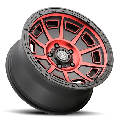 ICON Alloys Victory Wheel, 17x8.5 With 6 On 135 Bolt Pattern - Satin Black With Red Tint - 3017856350SBRT