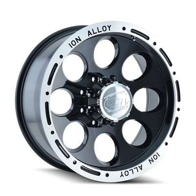 Ion Wheels 174 Series, 16x8 Wheel With 5x5 Bolt Pattern - Black/Machined Lip - 174-6873B