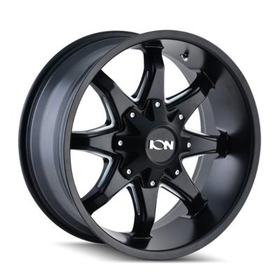 Ion Wheels 181 Series, 20x12 Wheel With 5x5 And 5x5.5 Bolt Pattern - Satin Black Milled - 181-2252M