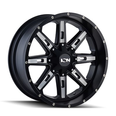 Ion Wheels 184 Series, 20x9 Wheel With 6x135 And 6x5.5 Bolt Pattern - Satin Black/Milled - 184-2937M18
