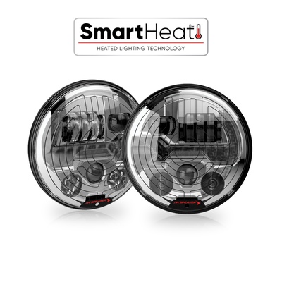 JW Speaker 12V LHT ECE LED High/Low Beam Heated Headlight - Chrome - 2 Light Kit - 0558253