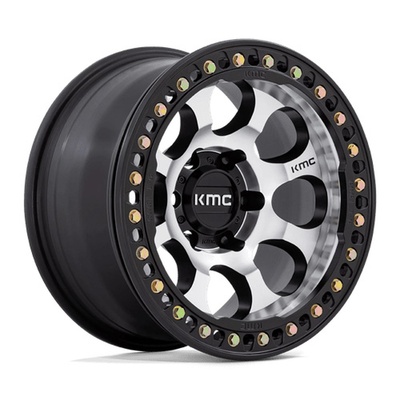 KMC KM237 Riot Beadlock Wheel, 17x8.5 with 5 on 5.0 Bolt Pattern - Machined Face Satin Black Windows With Satin Black Ring - KM237DB17855000 -  KMC Wheels