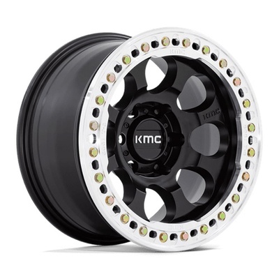 KMC KM237 Riot Beadlock Wheel, 17x8.5 With 5 On 5.0 Bolt Pattern - Satin Black With Machined Ring - KM237MD17855000