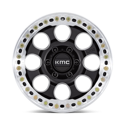 KMC KM237 Riot Beadlock Wheel, 17x9 With 5 On 5.0 Bolt Pattern - Satin Black With Machined Ring - KM237MD17905038N
