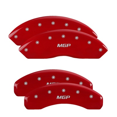 MGP Front And Rear Brake Caliper Covers (Red Finish, Silver MGP) - 10021SMGPRD
