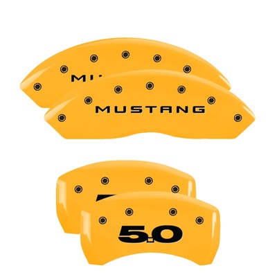 MGP Front And Rear Brake Caliper Covers (Yellow Finish, Black Mustang / 5.0 (2011)) - 10198SM50YL