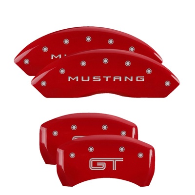 MGP Front And Rear Brake Caliper Covers (Red Finish, Silver Mustang / GT) - 10198SMGTRD