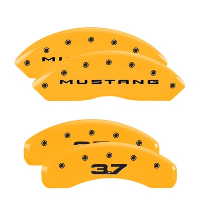 MGP Front And Rear Brake Caliper Covers (Yellow Finish, Black Mustang (2015) / 3.7) - 10202SM32YL