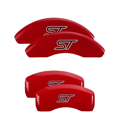 MGP Front And Rear Brake Caliper Covers (Red Finish, Silver ST (No Bolts)) - 10236SST1RD